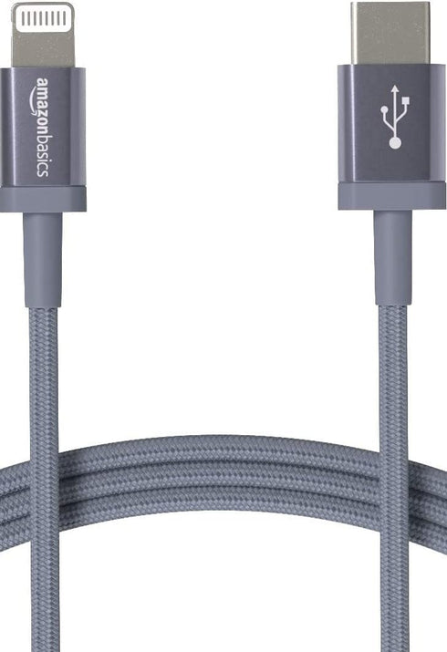 Amazon Basics USB-C to Lightning Charger Cable, Nylon Braided Cord, MFi Certified Charger for Apple iPhone 14 13 12 11 X Xs Pro, Pro Max, Plus, iP...