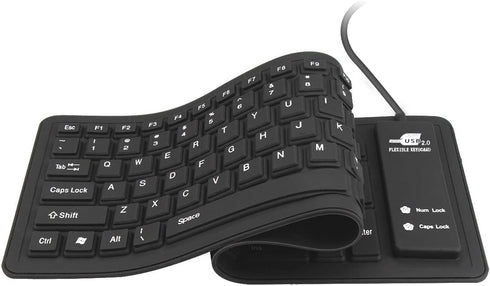 sungwoo Foldable Silicone Keyboard USB Wired Waterproof Rollup Keyboard for PC Notebook Laptop (All Black)...