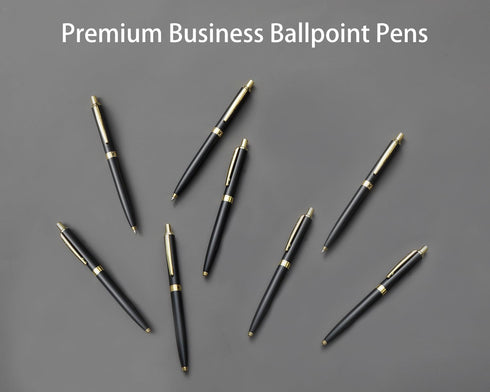 8 Pack Ballpoint Pens, Premium Retractable Metal Ballpoint Pen, Medium Point 1.0mm Black Ink Pen for Home School Work Office Supplies, Matte Black...