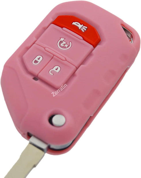 Silicone Remote Key Fob Case Covers Protectors for Jeep Wrangler Rubicon 392 JL JLU Wagoneer Gladiator JT Flip Fold Remote...