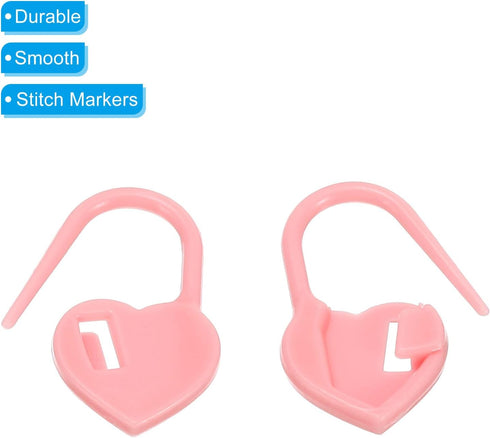 PATIKIL Crochet Stitch Markers, 100 Pack Plastic Knitting Markers Needle Pin Heart Locking Stitch Marker for Sewing Crocheting DIY Craft, Pink...