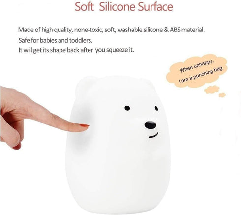Bear Night Lights for Kids, Bedside lamp for Children, Baby Nursery Light - Break Resistant/Eye Caring/Adjustable Brightness Color/Time Setting/Gi...