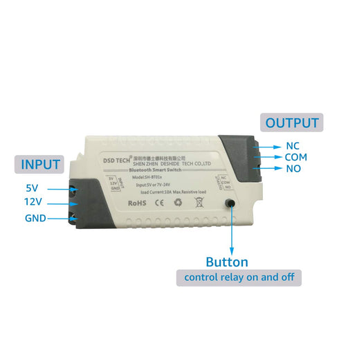 DSD TECH SH-BT01C Bluetooth Relay V2 Support Timer and Security Code for iOS and Android...