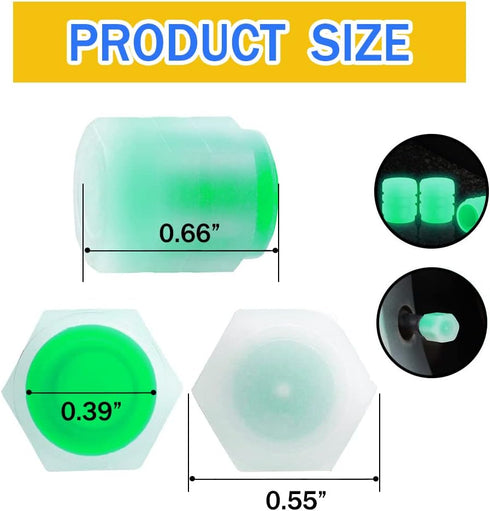 Tire Valve Stem Caps for Car, 5PCS Fluorescent Valve Stem Caps, Noctilucous Tire Air Caps Cover, Illuminated Auto Wheel Valve Stem Cap Fit for Car...