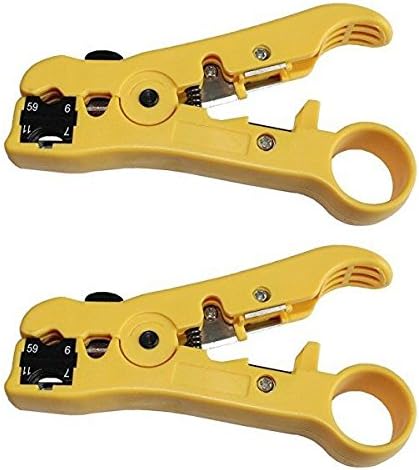 Pack 2pcs Universal Cable Wire Stripper Cutter Stripping Tool for Flat or Round UTP Cat5 Cat6 Wire Coax Coaxial...