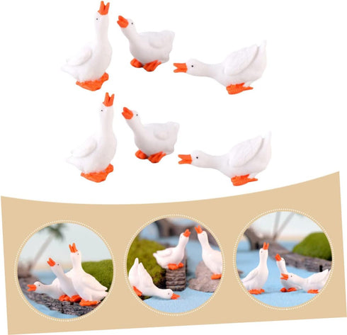 Amosfun 6pcs Resin Tiny Ornament Landscape Shaped Small Planter Mini DIY Moss Goose for Gardens Figure Decoration Micro Statue Sculpture Figurine ...