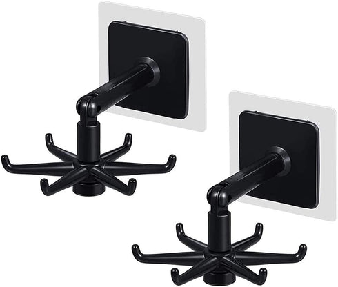 Hanging Utensil Holder Hooks Kitchen Utensil Hanger Wall Mount 360 Degrees Rotating Folding Hook Self Adhesive Hook Utensil Rack with 6 Hooks for ...