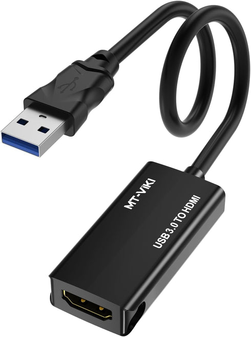 MT-VIKI USB 3.0 to HDMI Adapter, USB 3.0 to HDMI Male to Female Adapter, 1080P Compatible with Mac OS, Windows 10/8.1/8/7 (Uni-Directional) 1 Pack...