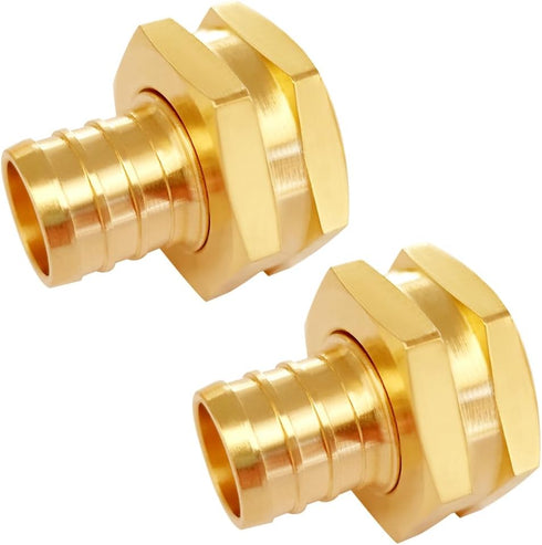 2PCS Solid Brass 3/4" PEX Barb to 3/4" GHT Female Garden Hose End Connector Splicer Mender Repair Fitting...