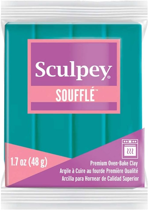 Sculpey Soufflé Polymer Oven-Bake Clay, Sea Glass Teal, Non Toxic, 1.7 oz. bar, Great for jewelry making, holiday, DIY, mixed media and more! Prem...
