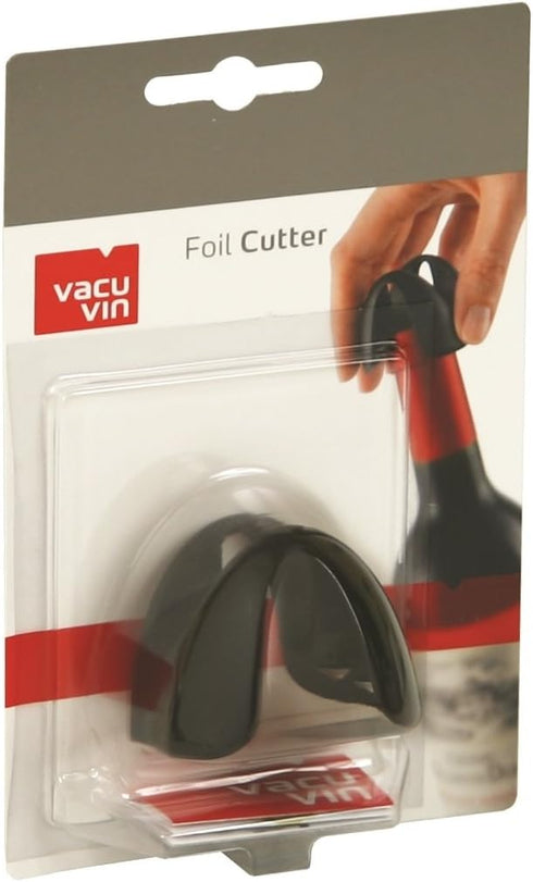 Vacu Vin Foil Cutter - Black - Wine Foil Cutter for Bottles & Foil Remover - 4 Stainless Steel Cutting Wheels - Ergonomic, Compact & Lightweight D...