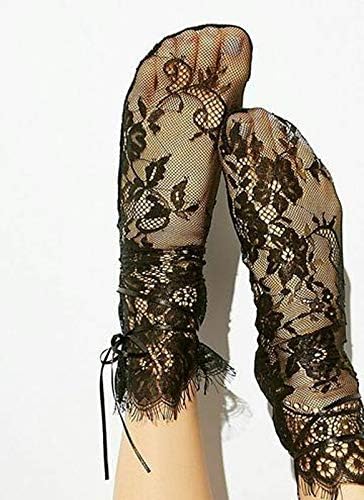 Fashion Sheer Socks Glitter Stars Transparent Lace Tulle Mesh Ankle Slouch Stockings High Heels Wedding Bridal Evening Accessories (49# L1 Black),...