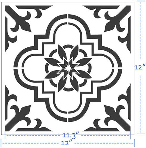 2pcs Moroccan Pattern Reusable Tile Stencils 12 x 12 Inch Template for Painting Floor Cement Wall Furniture Wood DIY Home Décor Art Craft...