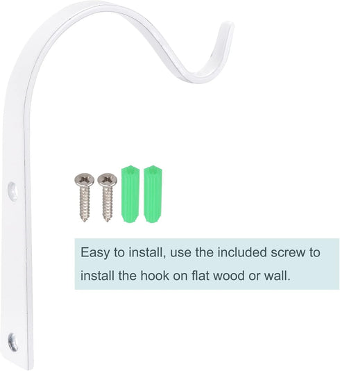 MECCANIXITY Iron Wall Hooks Hanging Bracket 4 Inch Indoor Outdoor for Hanging Lanterns Plants and Lights (White, Pack of 2)...