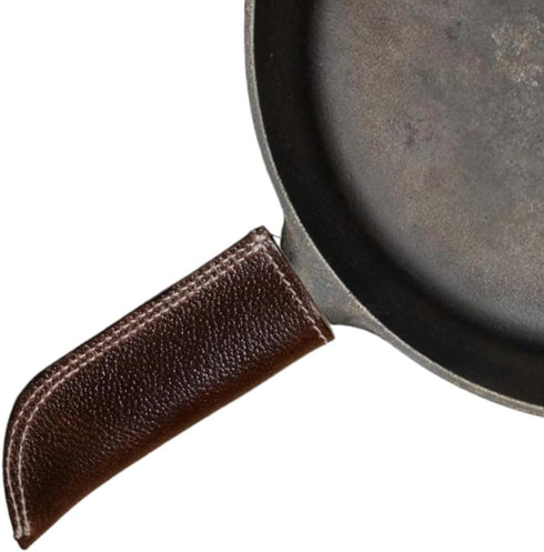 Leather Cast Iron Hot Handle Cover, Skillet Panhandle Grips, Frying Pan, Heat Protection, Kitchen Essentials,Panhandle, Potholder, Slides On/Off E...