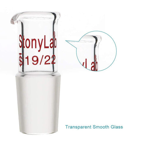 stonylab Glass Pour Out Adapter, Borosilicate Glass Liquid Pouring Adapter with 19/22 Ground Inner Joint for Laboratory Lab Supply...