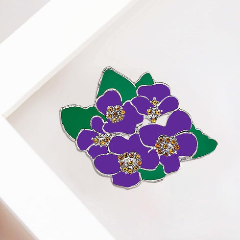 African Black Lady Social Floral Violet Pin Purple Flower Brooch Women Jewelry Gifts...