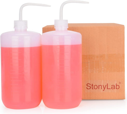 stonylab Chemical Wash Bottle, 2-Pack Plastic Safety Lab Squeeze Wash Bottle, LDPE with Narrow Mouth, 1000 ml / 2 Bottle...