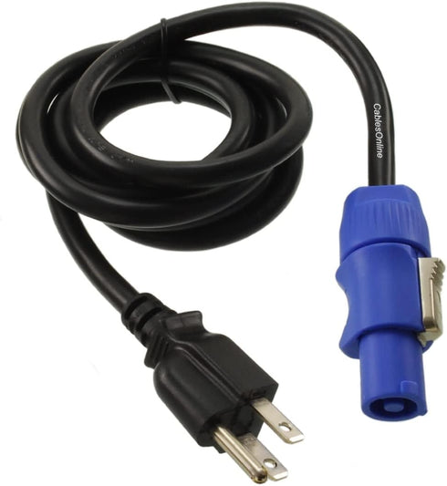 CablesOnline, 6ft 16-AWG Stage Lighting Fixture 3-Prong NEMA 5-15P to Powercon-Compatible AC Power Cable, PC-K606C...