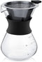 Pour Over Coffee Maker with Stainless Steel Filter, Glass Coffee Maker Drip Pot Reusable Glass Coffee Pot Manual Coffee Dripper Brewer, No Paper F...