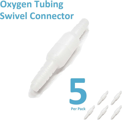 5PCS Oxygen Tubing Swivel Connector Supply for Home Oxygen, 360 Degree Swivel, Avoid Tube Tangles, Oxygen Concentrator Accessories...