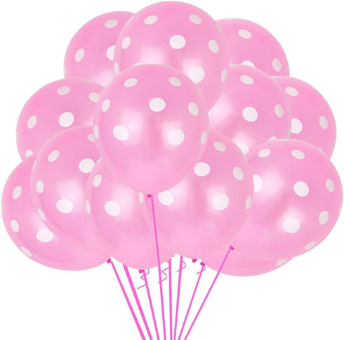TONIFUL 100pcs Pink and White Polka Dots Balloons 12inch large Polka Dot Latex Party Balloons for Wedding Birthday Party Festival Decoration Suppl...