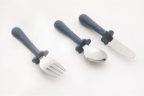 Grabease Toddler Silverware Set Forks Spoons and Knives Set Toddler Utensils Feeding Supplies, BPA and Phthalates-Free, Dishwasher Safe, Gray...