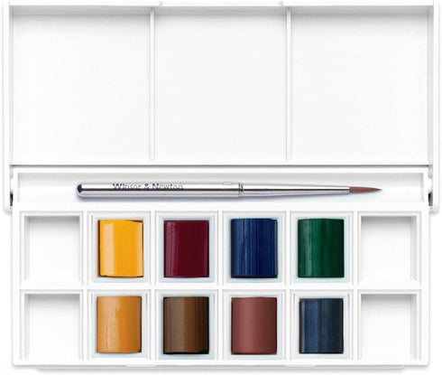 Winsor & Newton Cotman Watercolor Paint Set, 8 Half Pan, Landscape Colors w/ Brush...