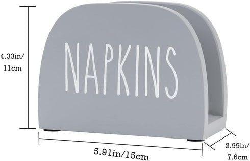 Napkin Holder Solid Real Wood Farmhouse Freestanding Paper Napkin Storage Dispenser for Kitchen Countertop, Dining Table Decor, 6 x 4 inch, Gray...