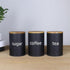 SOTECH Metal Food Storage Jar Farmhouse Coffee Canisters with Bamboo Lids,Black Kitchen Canisters Set of 3 Decorative Canisters for Kitchen Counte...
