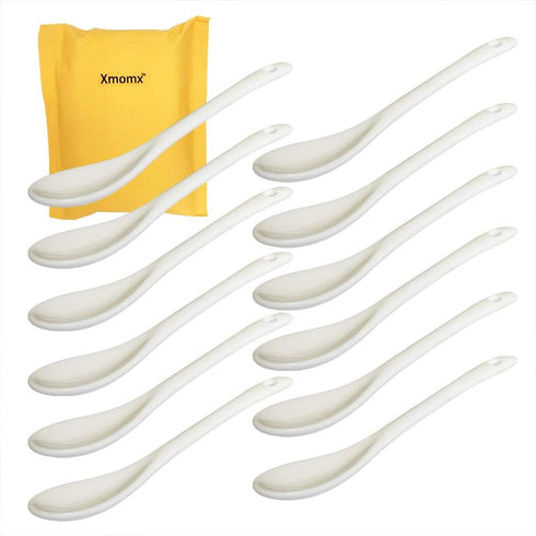 12 pcs Porcelain Egg Spoons Ceramic Spoons White 5 inch Coffee Dessert Yogurt Tea milky tea...