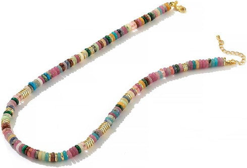 Boho Beaded Choker Necklace Chakra Gemstone Necklace Natural Stone Beaded Necklaces for Women Handmade Summer Beach Surfer Necklace...