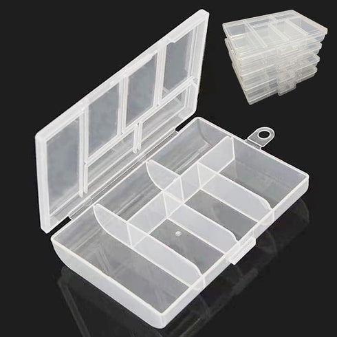 Mini 6 Grids 4-PACK Plastic Organizer Box Storage Container for Small Jewelry Fishing Tackles Earring Nail Rhinestones Beads Art DIY Crafts Organi...