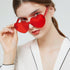 Valentines Heart Shape Sunglasses Red Color Rimless Love Heart Eyewear Cute Heart Glasses for Women Girl Party Favor, 2 Pieces...