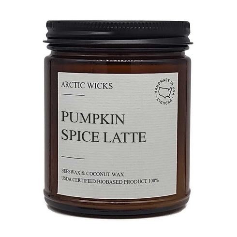 Pumpkin Spice Latte Candles | Arctic Wicks Scented Candles Coconut & Beeswax Candles | 9oz Amber Non-Toxic Candle Fall Decor Candles Gifts Pumpkin...