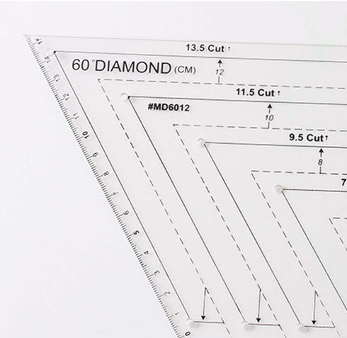 4Pcs Quilting Ruler, with 60 Degree Triangle and Diamond, 45 Degree Diamond, Hexagon Shape Templates, Transparent Patchwork Sewing Cutting Craft R...