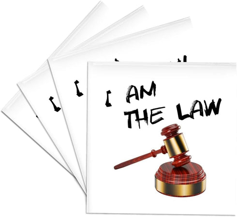 3D Rose I Am The Law-Judge Gavel with Sound Block Ceramic Tile Coasters, Multicolor...