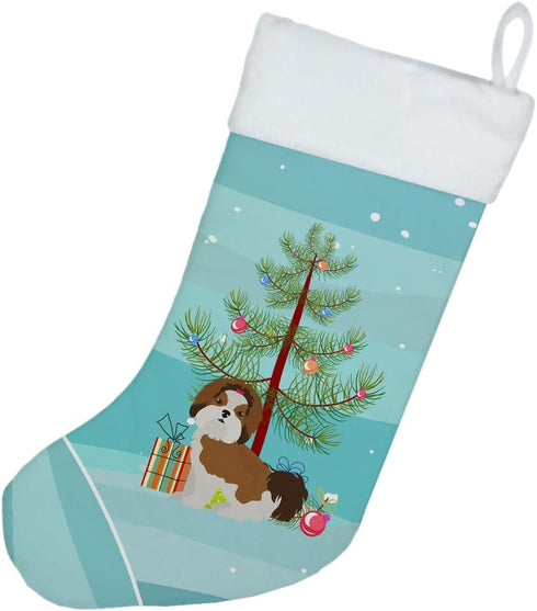 Caroline's Treasures CK3459CS Imperial Shih Tzu Christmas Tree Christmas Stocking Fireplace Hanging Stockings Christmas Season Party Decor Family ...
