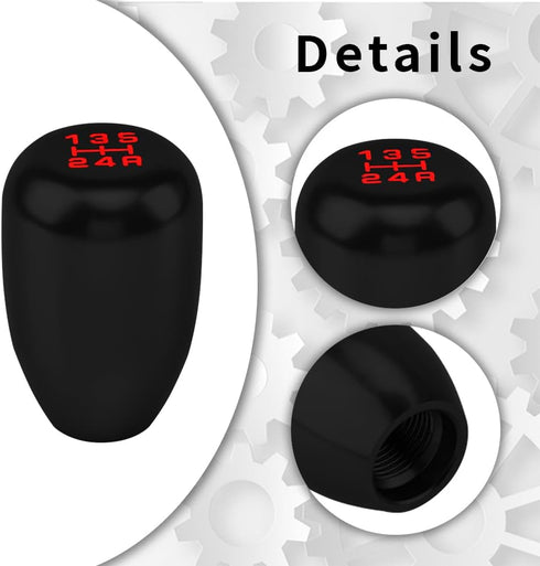 Car Gear Shift Knobs, Manual Transmission Shift Knob, 5 Speed Car Stick Shift Knob with Adapter, Aluminum Alloy Shift Lever Knob, Universal Automa...