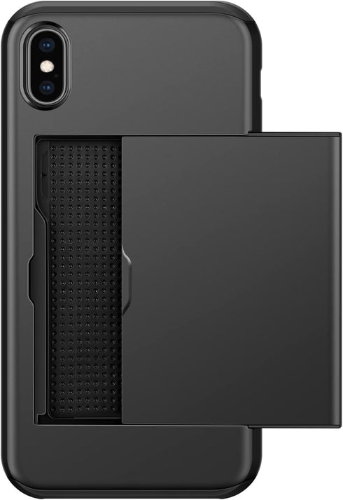 SAMONPOW for iPhone X/XS Case Wallet Card Holder for iPhone 10 Case Wallet Card Holder Heavy Duty Protection Shockproof Anti Scratch Soft Rubber B...