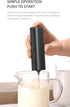 Electric Handheld Milk Frother, Wireless Coffee Milk Mixer, Portable Drink Mixer, for Milk Foam and Latte Art, Powered by Battery, 35mmX214mm, Bla...