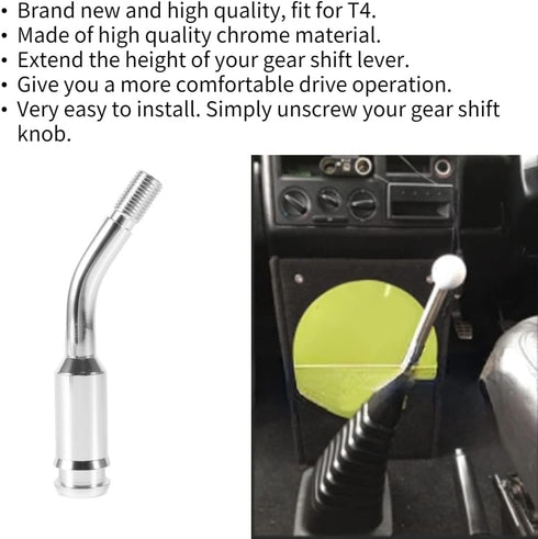 KIMISS 5inch Gear Shifter Stick Lever Bend Extension Shift Knob Extender for T4 Silver...