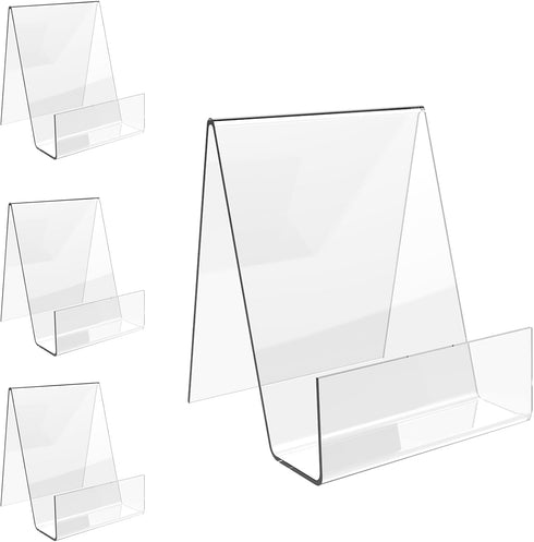 Acrylic Book Stand with Ledge,4PC 4 Inch Clear Acrylic Display Easel Transparent Display Stand Holder Tablet Holder for Displaying Books,Magazine,...