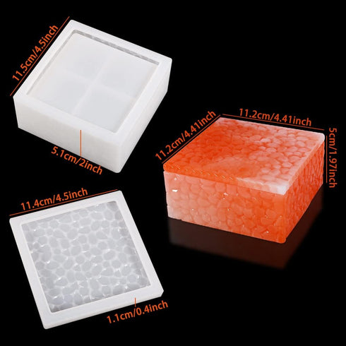 FineInno Square Storage Box Resin Casting Molds with Lid Water Ripple Stackable Box Silicone Molds Jewelry Case Epoxy Mold DIY Trinkets Organizer ...