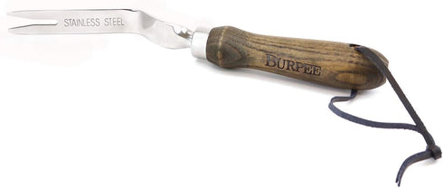Burpee 12" Stainless Steel Weeder | Durable Long Lasting Garden Tool | Leather Wrist Strap 5" Handle, Walnut...