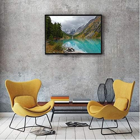 Paint by Numbers for Adults, DIY Drawing Paintwork with 4 Paintbrushes and Acrylic Paints, 16”x20” Rolled Canvas Gift Decor, Mountain Lake Landsca...