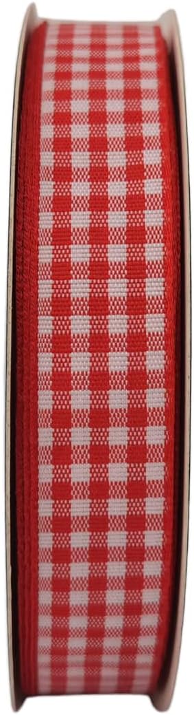 Red and White 100% Polyester Gingham Ribbon 25 Yards Each Roll (5/8", red)...