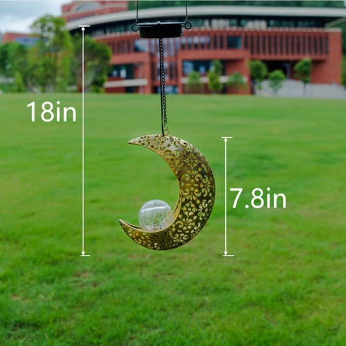 Hanging Solar Lights Outdoor Waterproof Garden Decor,Metal Decoration Moon Gifts for Yard Clearance Front Porch Lawn Driveway Patio Backyard Pathw...