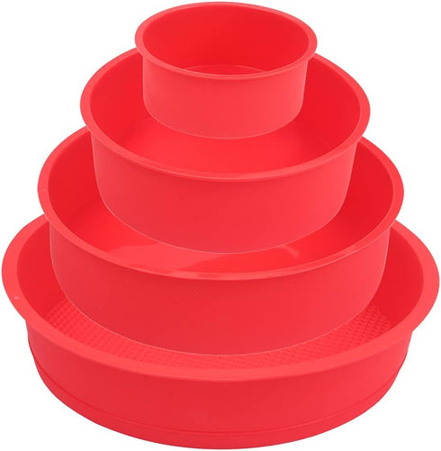 Silicone Mould for Baking Nonstick Layer Cakes Bakeware Round Cake Pans Chocolate Rainbow Cake for Birthday Wedding Party 4 6 8 9 Inch Set of 4...