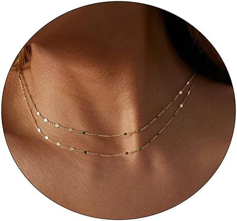 Gold Dainty Choker Necklace for Women 14K Gold/Silver Plated Satellite Choker Shining Dots Chain Thin Trendy beads Paperclip Necklaces Jewelry Gif...